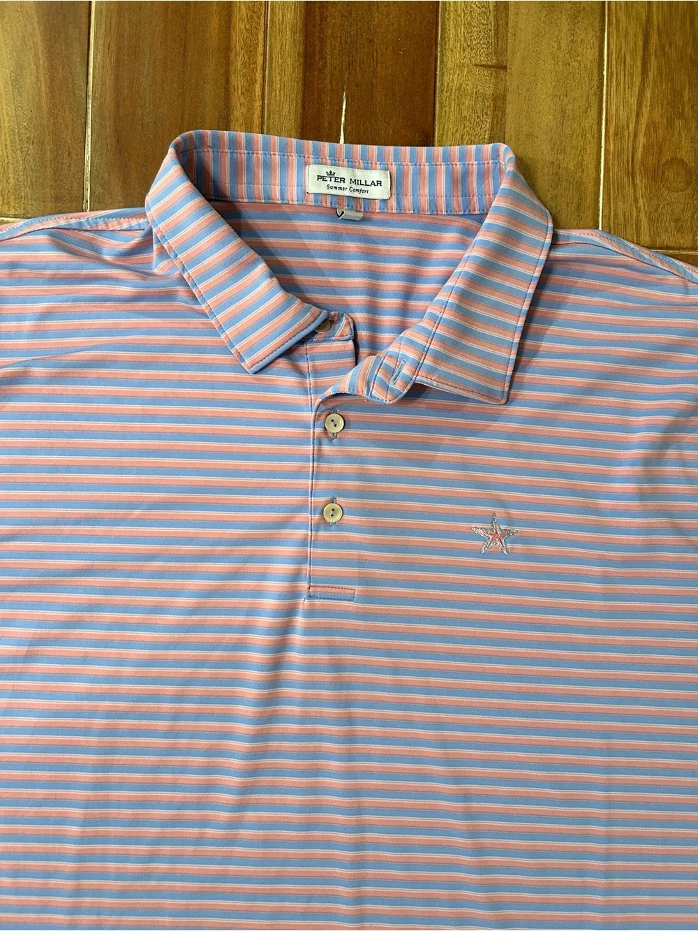 Peter Millar Men's Pink Stripe Performance Polo. XXL. - Picture 3 of 9